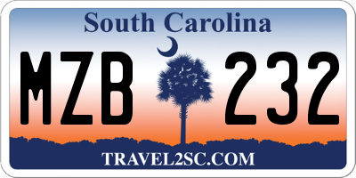 SC license plate MZB232