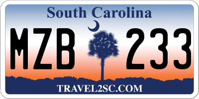 SC license plate MZB233
