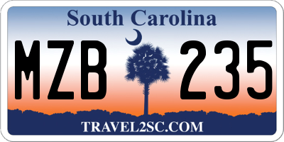 SC license plate MZB235
