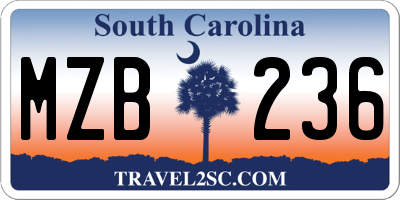 SC license plate MZB236