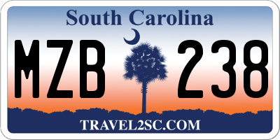 SC license plate MZB238