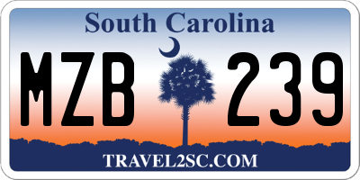 SC license plate MZB239