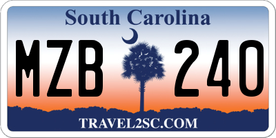 SC license plate MZB240