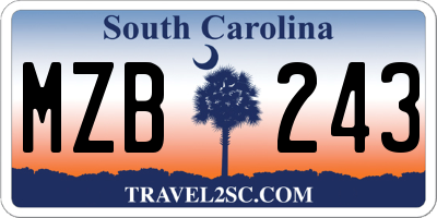 SC license plate MZB243
