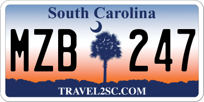 SC license plate MZB247