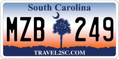 SC license plate MZB249