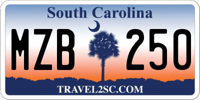 SC license plate MZB250