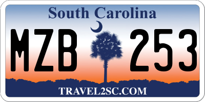 SC license plate MZB253