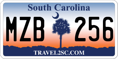 SC license plate MZB256