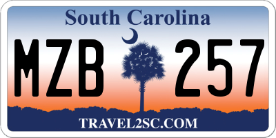 SC license plate MZB257