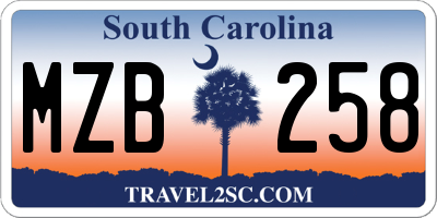SC license plate MZB258