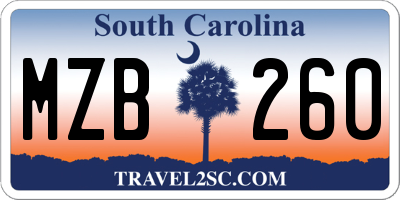 SC license plate MZB260