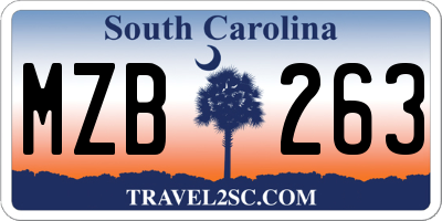 SC license plate MZB263