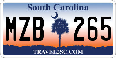 SC license plate MZB265