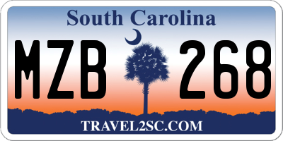 SC license plate MZB268