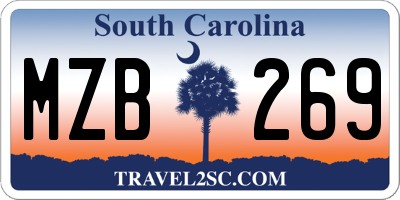 SC license plate MZB269