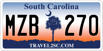 SC license plate MZB270