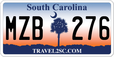 SC license plate MZB276