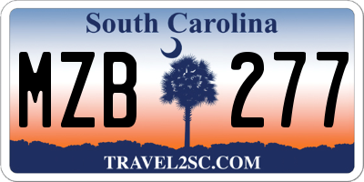 SC license plate MZB277
