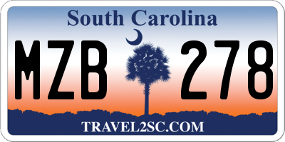 SC license plate MZB278