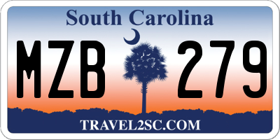 SC license plate MZB279