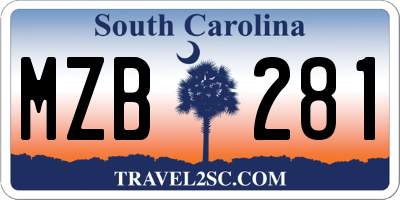 SC license plate MZB281