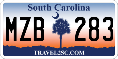 SC license plate MZB283