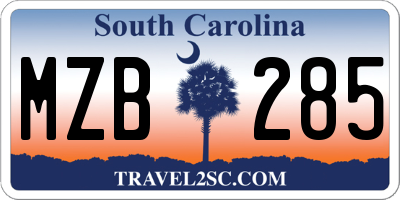SC license plate MZB285