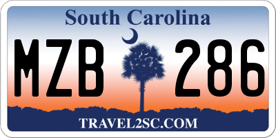 SC license plate MZB286