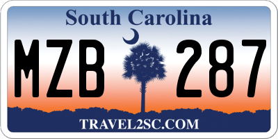 SC license plate MZB287