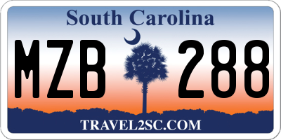 SC license plate MZB288