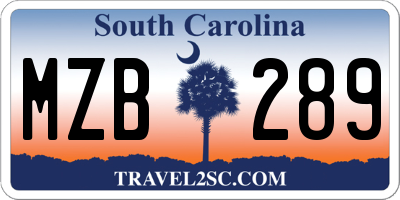 SC license plate MZB289