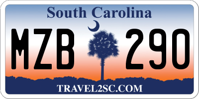 SC license plate MZB290