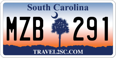 SC license plate MZB291