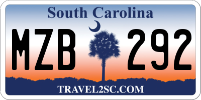 SC license plate MZB292