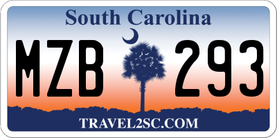 SC license plate MZB293