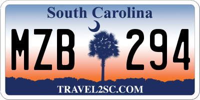 SC license plate MZB294
