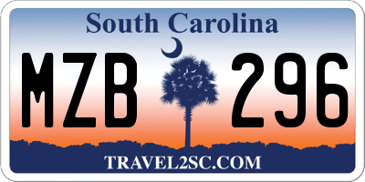 SC license plate MZB296