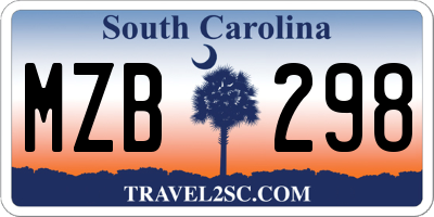 SC license plate MZB298