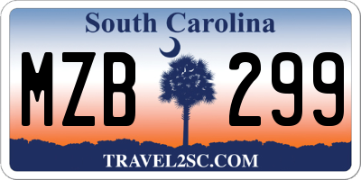 SC license plate MZB299