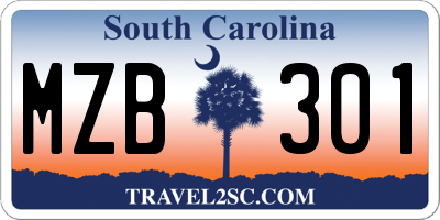 SC license plate MZB301