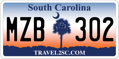 SC license plate MZB302
