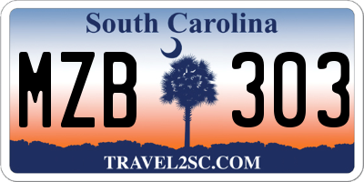 SC license plate MZB303
