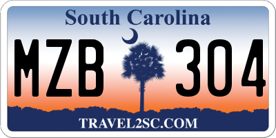 SC license plate MZB304