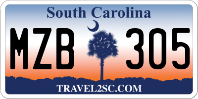 SC license plate MZB305