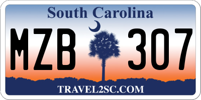 SC license plate MZB307
