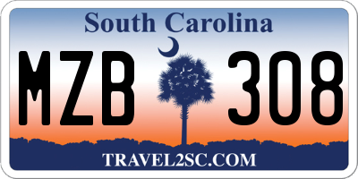 SC license plate MZB308