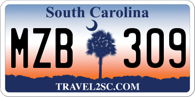 SC license plate MZB309