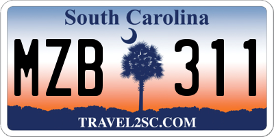 SC license plate MZB311