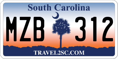 SC license plate MZB312